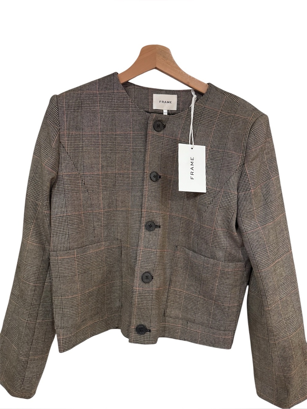 FRAME Button Front collarless jacket medium women’s NWT